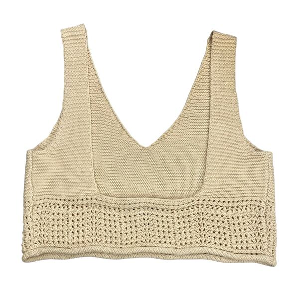 HOUSE OF HARLOW Textured Crop Sweater Knit Top Sz Large - Picture 3 of 4